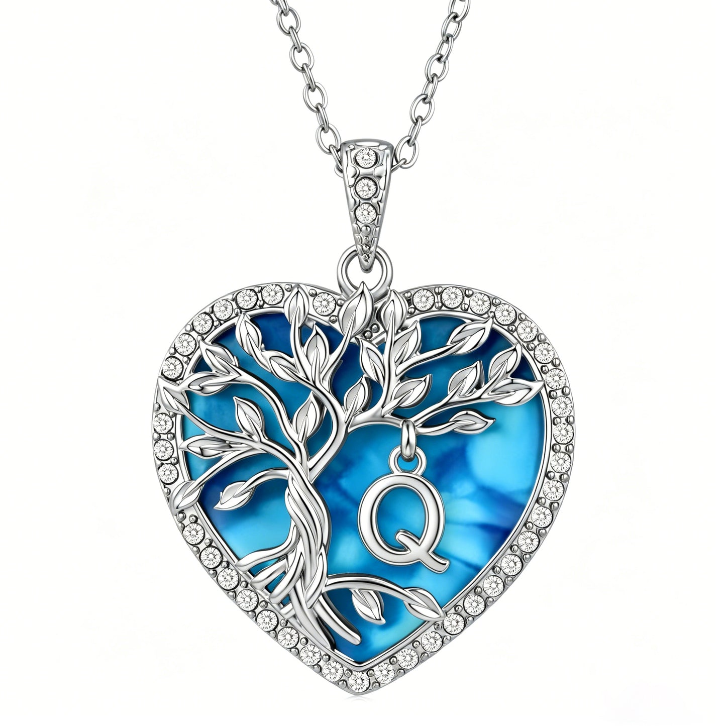 Heshpaws Tree of Life Necklace for Women ,Heart Pendant with Initial Letter , A-Z Alphabet Jewelry for Women, Birthday Anniversary Gift