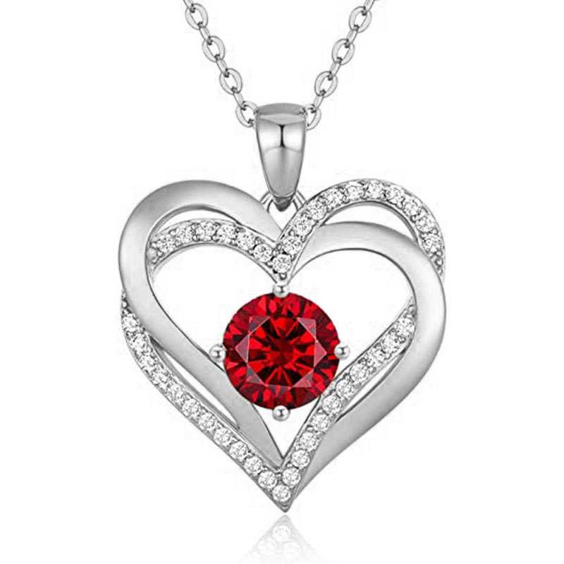 HESHPAWS Love Pendant Necklaces for Women With Birthstone Zirconia, Christmas Birthday Anniversary Jewelry Gift for Women Wife