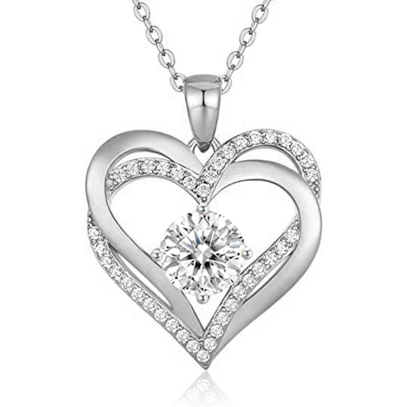 HESHPAWS Love Pendant Necklaces for Women With Birthstone Zirconia, Christmas Birthday Anniversary Jewelry Gift for Women Wife