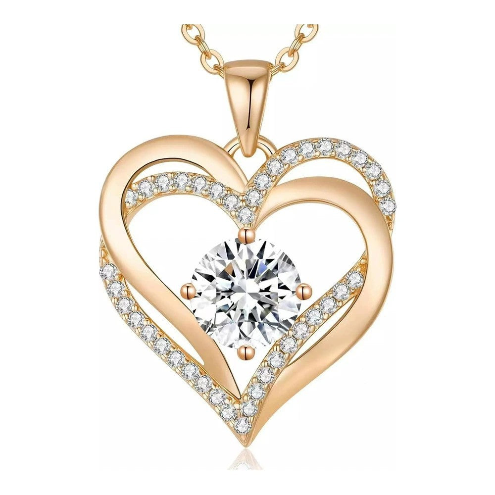 HESHPAWS Love Pendant Necklaces for Women With Birthstone Zirconia, Christmas Birthday Anniversary Jewelry Gift for Women Wife