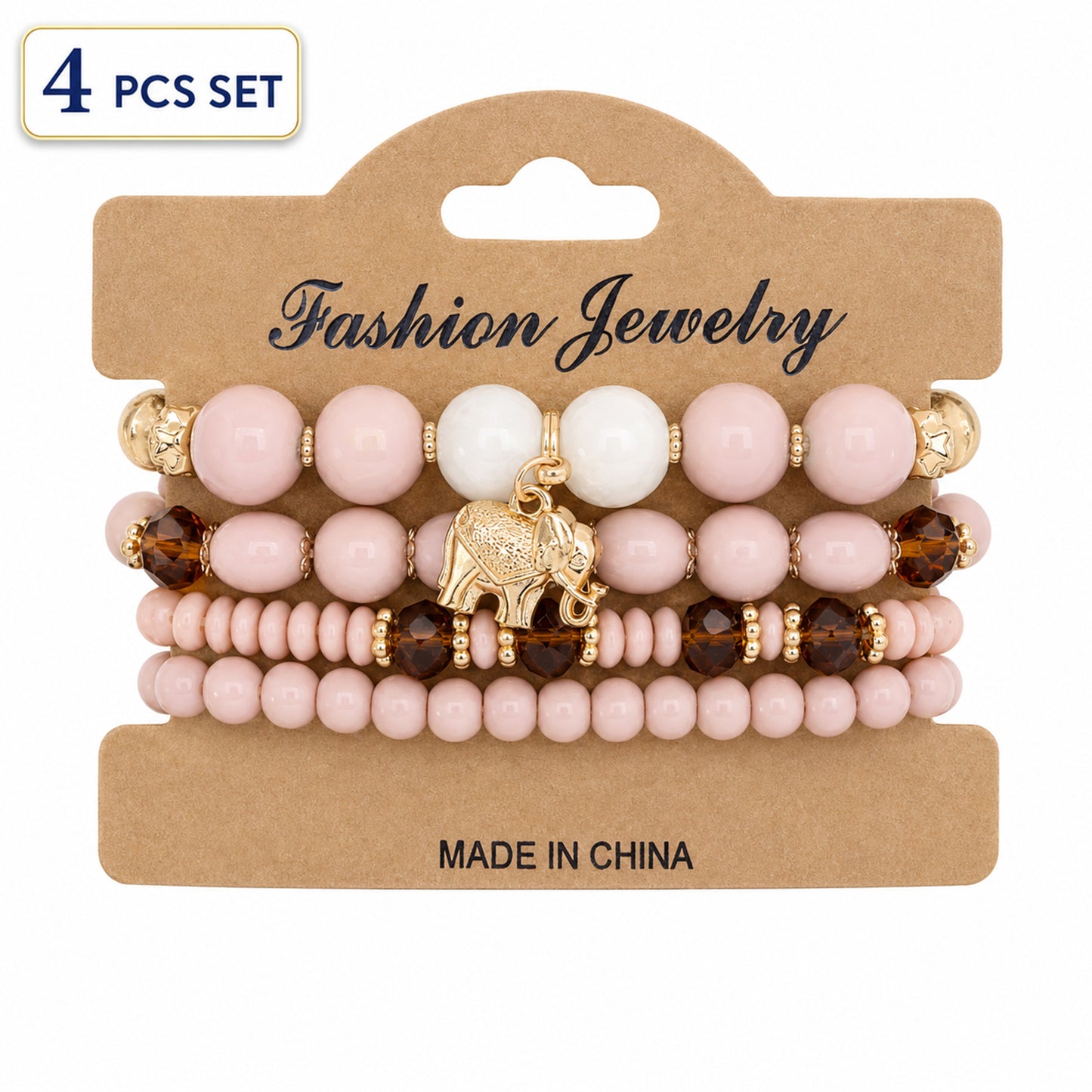HESHPAWS 4 PCS Bohemian Stretch Anchor Bracelets Elephant Butterfly Retro Bracelets Suitable for Girls Women Gifts