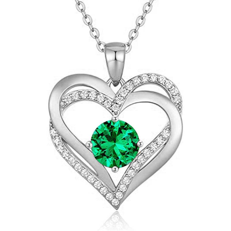 HESHPAWS Love Pendant Necklaces for Women With Birthstone Zirconia, Christmas Birthday Anniversary Jewelry Gift for Women Wife