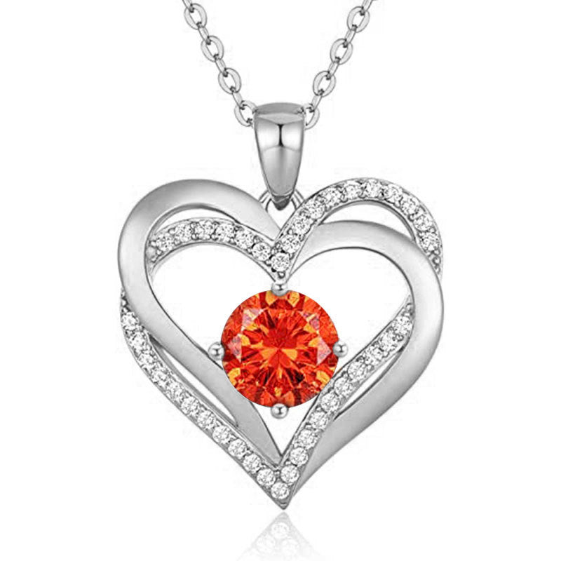 HESHPAWS Love Pendant Necklaces for Women With Birthstone Zirconia, Christmas Birthday Anniversary Jewelry Gift for Women Wife