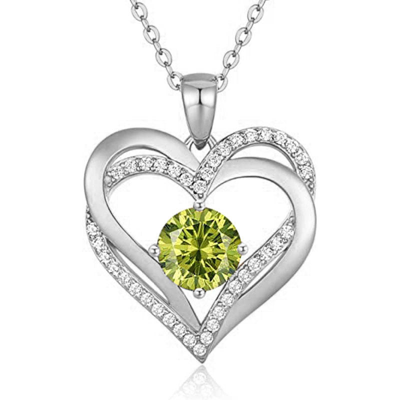 HESHPAWS Love Pendant Necklaces for Women With Birthstone Zirconia, Christmas Birthday Anniversary Jewelry Gift for Women Wife