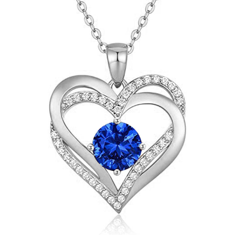 HESHPAWS Love Pendant Necklaces for Women With Birthstone Zirconia, Christmas Birthday Anniversary Jewelry Gift for Women Wife