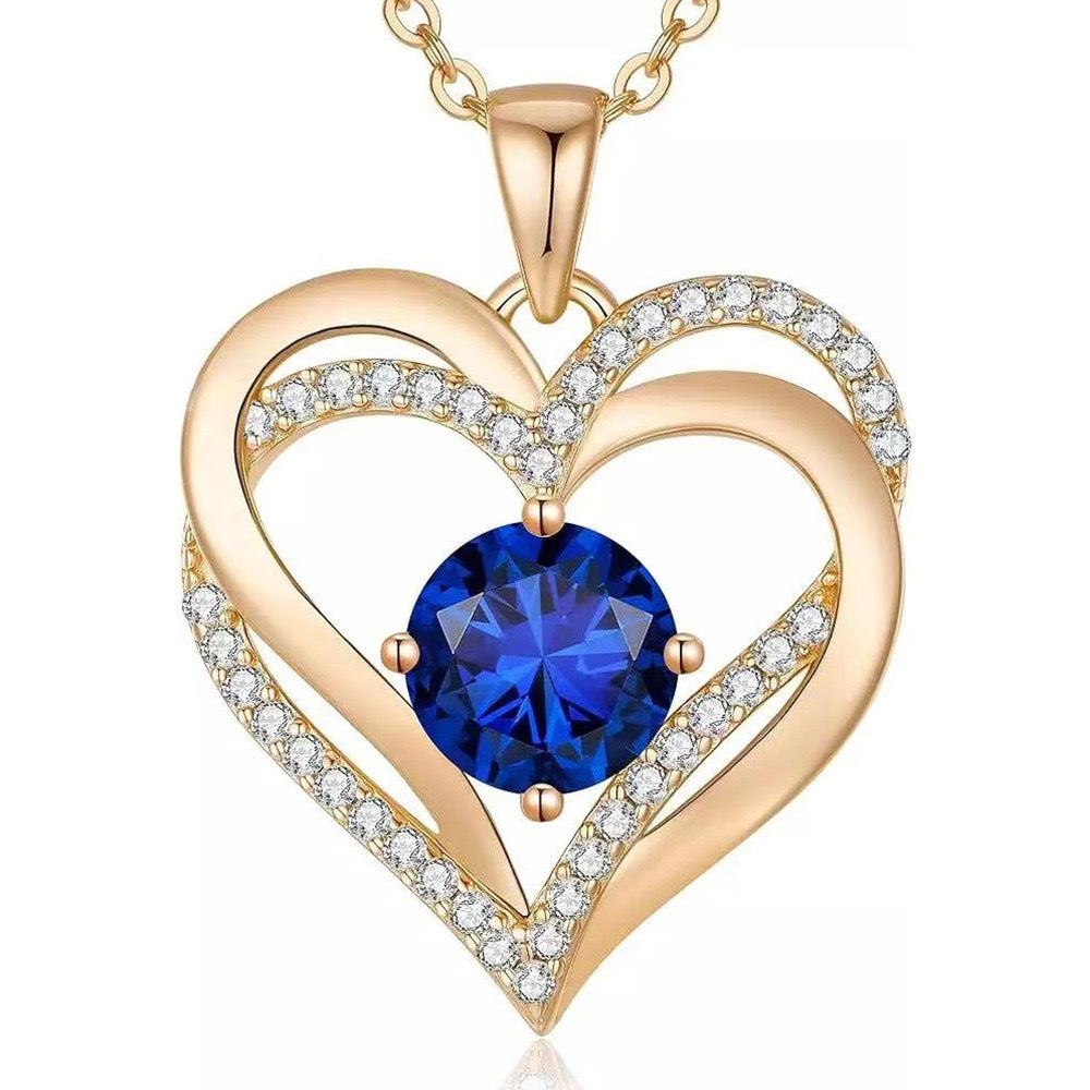 HESHPAWS Love Pendant Necklaces for Women With Birthstone Zirconia, Christmas Birthday Anniversary Jewelry Gift for Women Wife