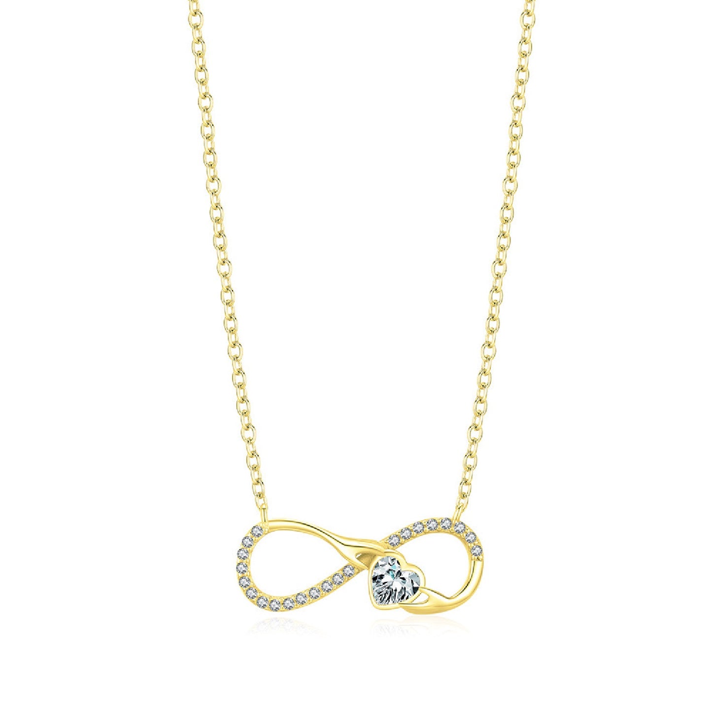 HESHPAWS S925 pure silver heart-shaped Necklace, micro inlaid 8 shaped pendant necklace, Zircon inlay Heart Shaped Collarbone Chain,Hand in hand necklace Jewelry Gift for Women With Gift Box