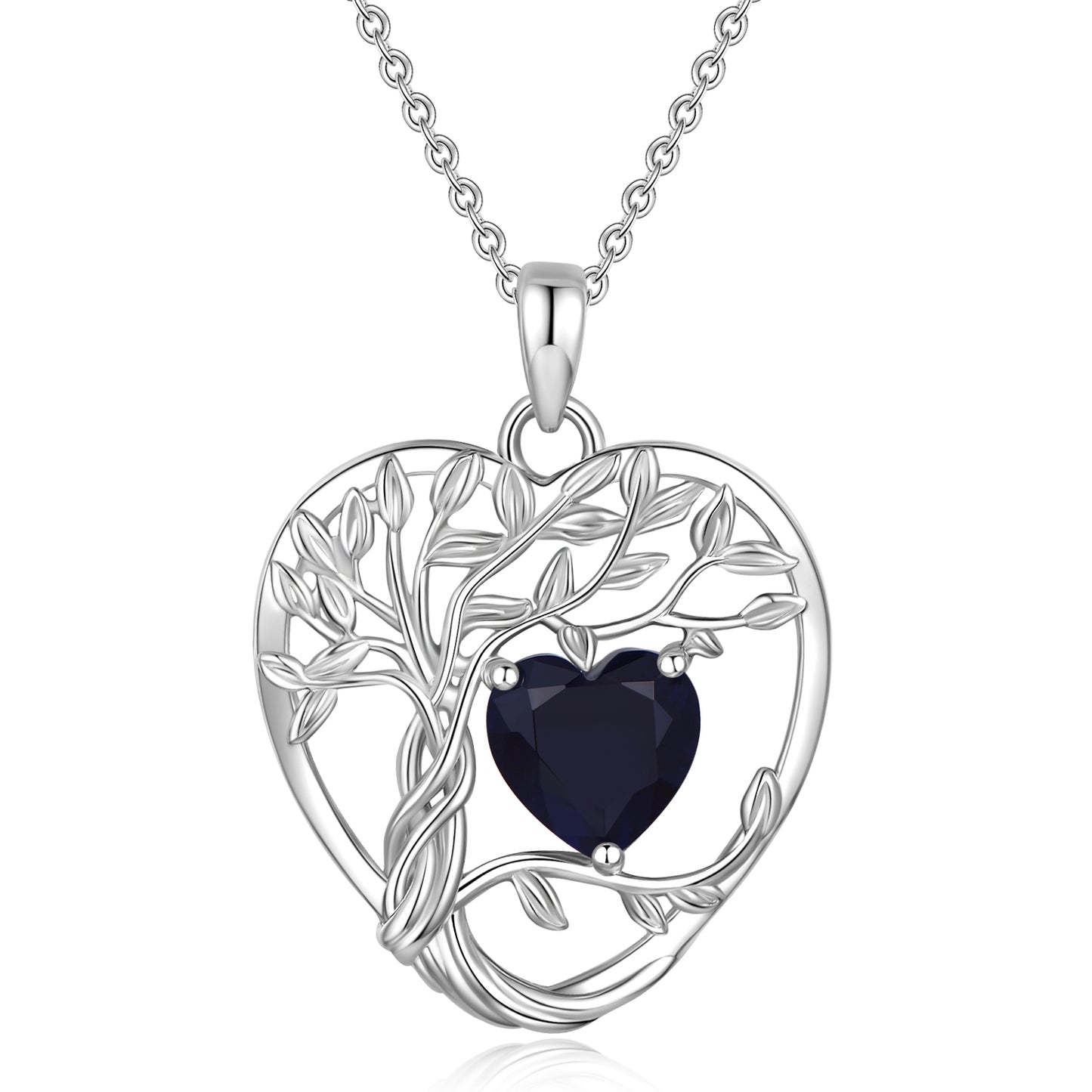 HESHPAWS 925 Sterling Silver Tree of Life Necklace Heart Birthday Stone Necklace ,Wife,Sister,Girlfriend,Best Friend on Chrismas,Birthday,Valentines,Mothers Day