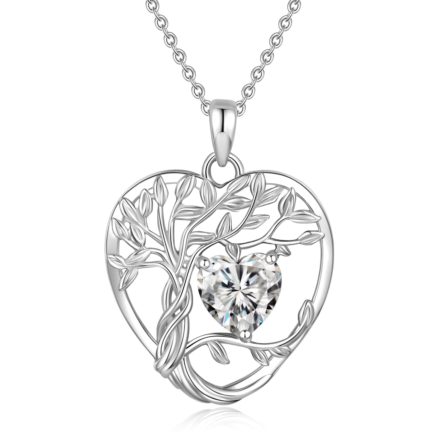 HESHPAWS 925 Sterling Silver Tree of Life Necklace Heart Birthday Stone Necklace ,Wife,Sister,Girlfriend,Best Friend on Chrismas,Birthday,Valentines,Mothers Day