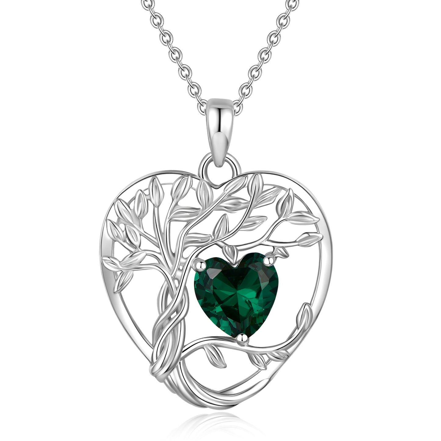 HESHPAWS 925 Sterling Silver Tree of Life Necklace Heart Birthday Stone Necklace ,Wife,Sister,Girlfriend,Best Friend on Chrismas,Birthday,Valentines,Mothers Day