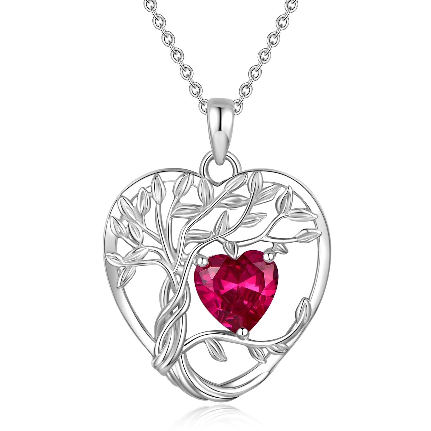 HESHPAWS 925 Sterling Silver Tree of Life Necklace Heart Birthday Stone Necklace ,Wife,Sister,Girlfriend,Best Friend on Chrismas,Birthday,Valentines,Mothers Day
