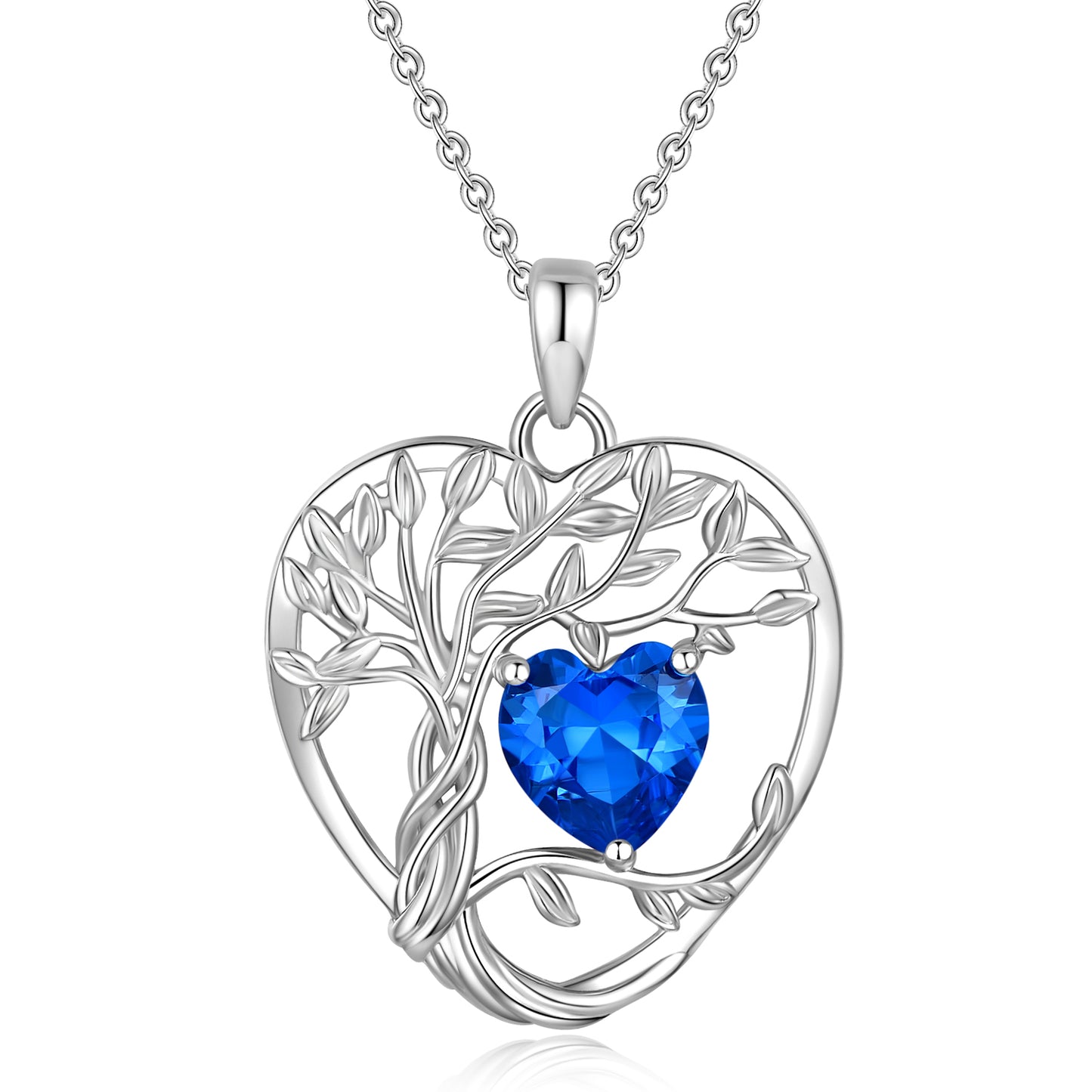 HESHPAWS 925 Sterling Silver Tree of Life Necklace Heart Birthday Stone Necklace ,Wife,Sister,Girlfriend,Best Friend on Chrismas,Birthday,Valentines,Mothers Day