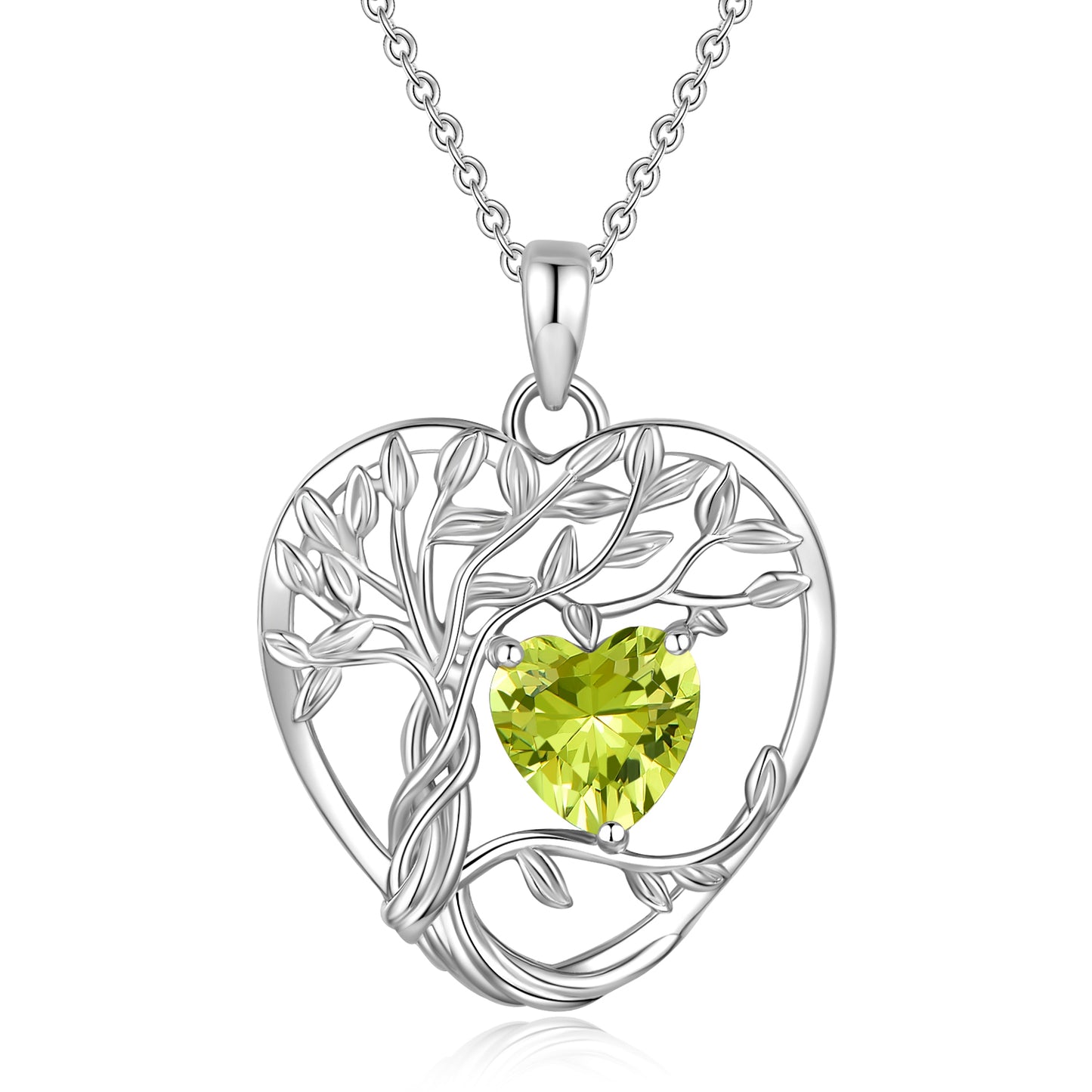 HESHPAWS 925 Sterling Silver Tree of Life Necklace Heart Birthday Stone Necklace ,Wife,Sister,Girlfriend,Best Friend on Chrismas,Birthday,Valentines,Mothers Day