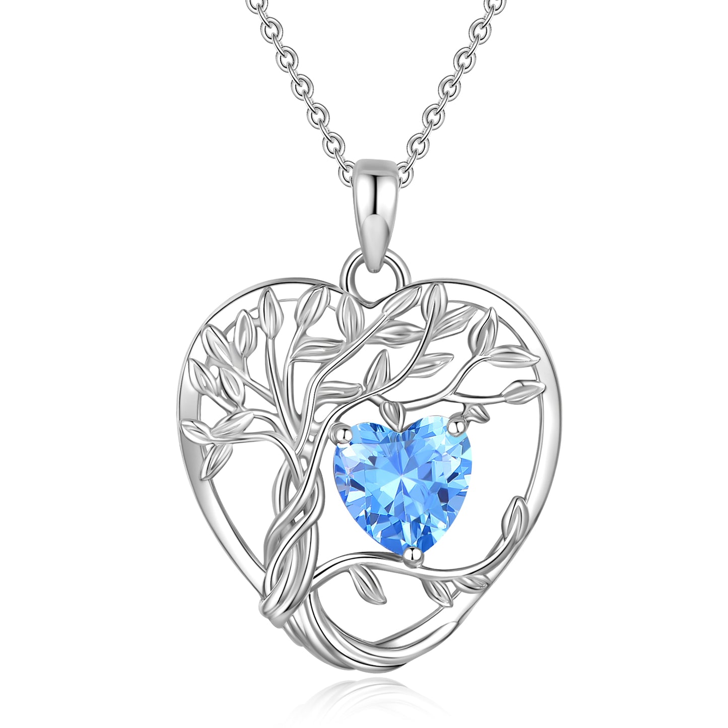 HESHPAWS 925 Sterling Silver Tree of Life Necklace Heart Birthday Stone Necklace ,Wife,Sister,Girlfriend,Best Friend on Chrismas,Birthday,Valentines,Mothers Day