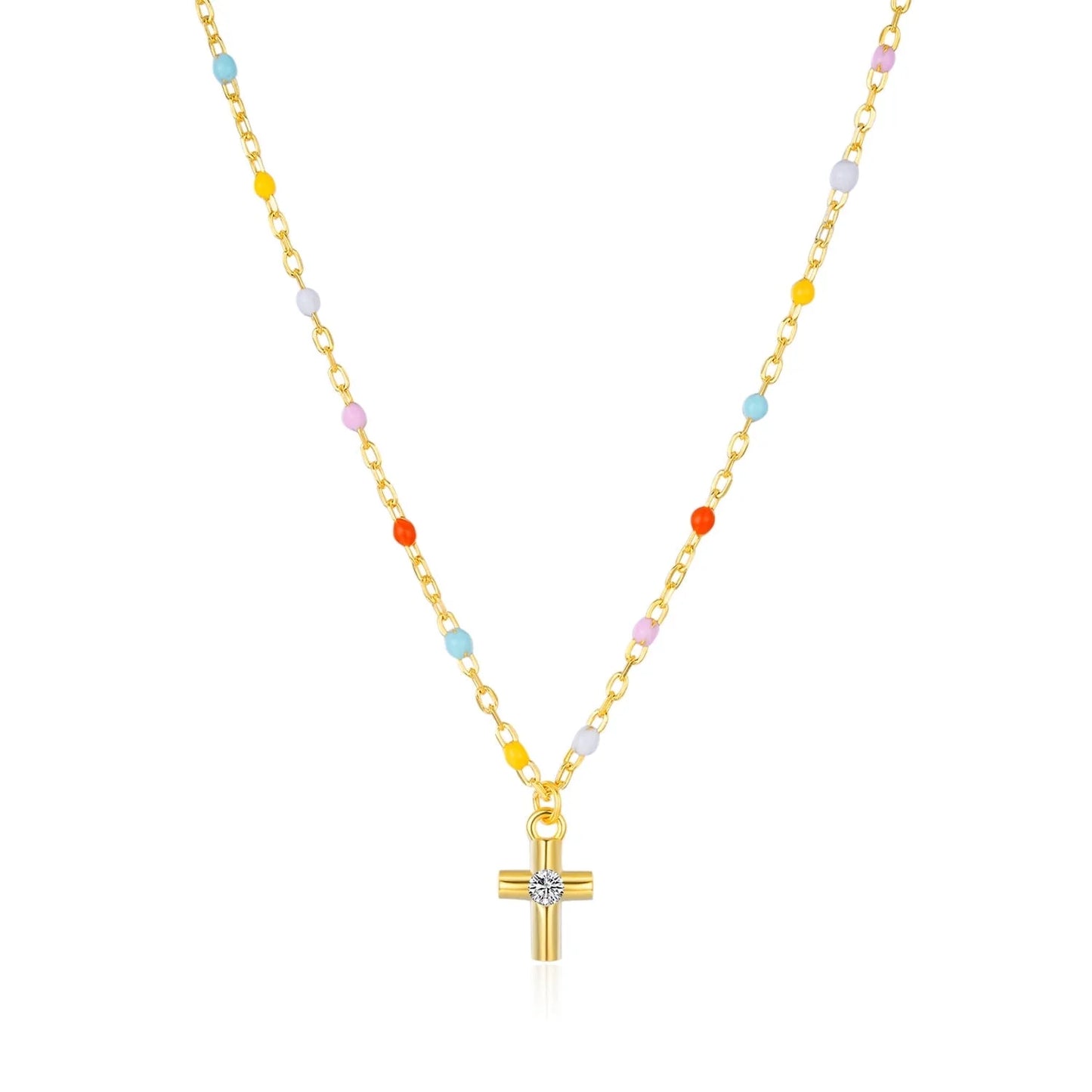 HESHPAWS S925 Sterling Silver Cross Necklace Necklaces for Women Cross Chain Jewelry Gifts (with Gift Box)