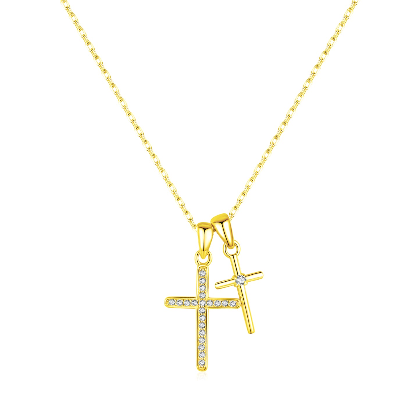 HESHPAWS 925 Sterling Silver 2 PCS Cross Pendant Necklaces , for Women Cross Pendant Necklace High Jewelry (with Gift Box)