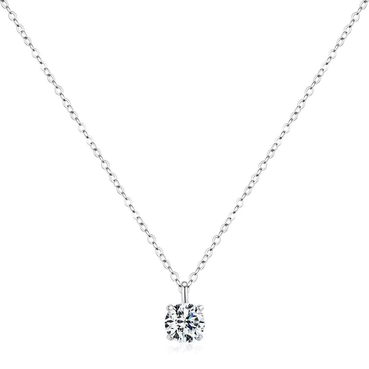 HESHPAWS AnuClub 6mm Round Cut Moissanite Pendant Necklace For Women 1ct D Color VVS1 Lab Diamond 925 Sterling Silver Necklace
