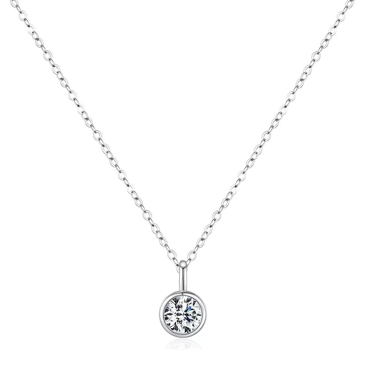 HESHPAWS AnuClub 6mm Round Cut Moissanite Pendant Necklace For Women 1ct D Color VVS1 Lab Diamond 925 Sterling Silver Necklace