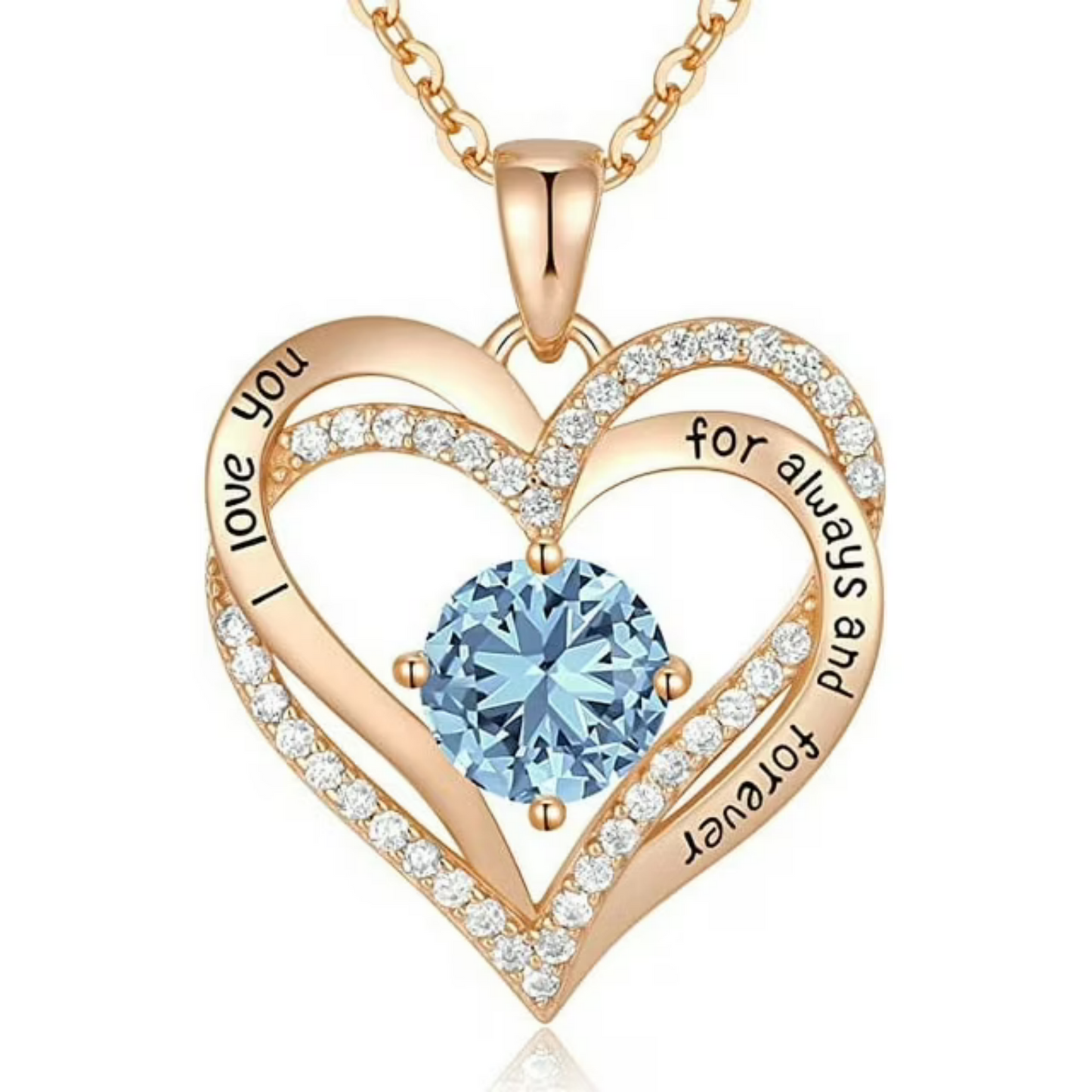Love Pendant S925 Sterling Silver Necklaces for Women with Birthstone Zirconia, Christmas Birthday Anniversary Jewelry Gift for Women Wife Girls