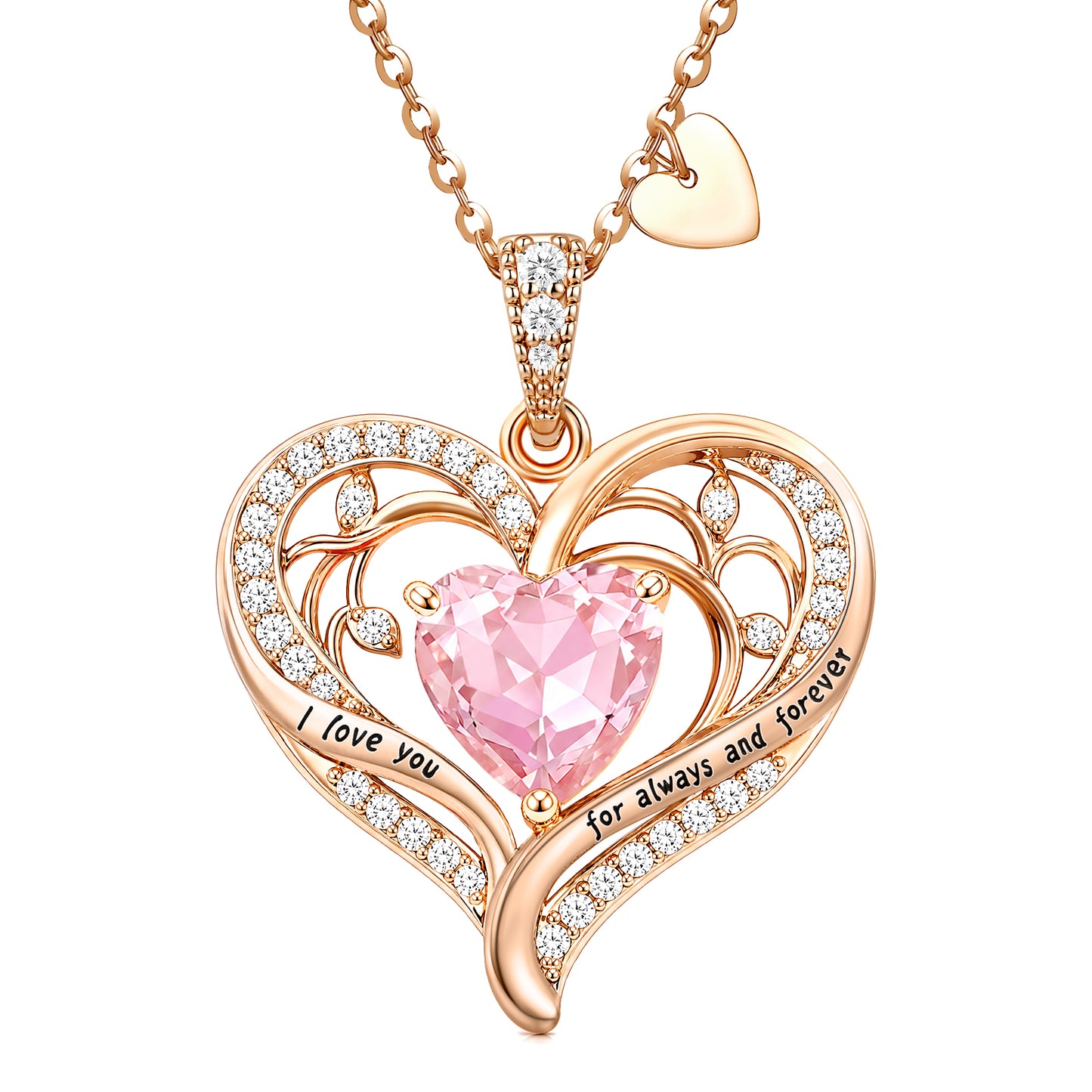 HESHPAWS Love Pendant Necklaces for Women With Birthstone Zirconia, Christmas Birthday Anniversary Jewelry Gift for Women Wife