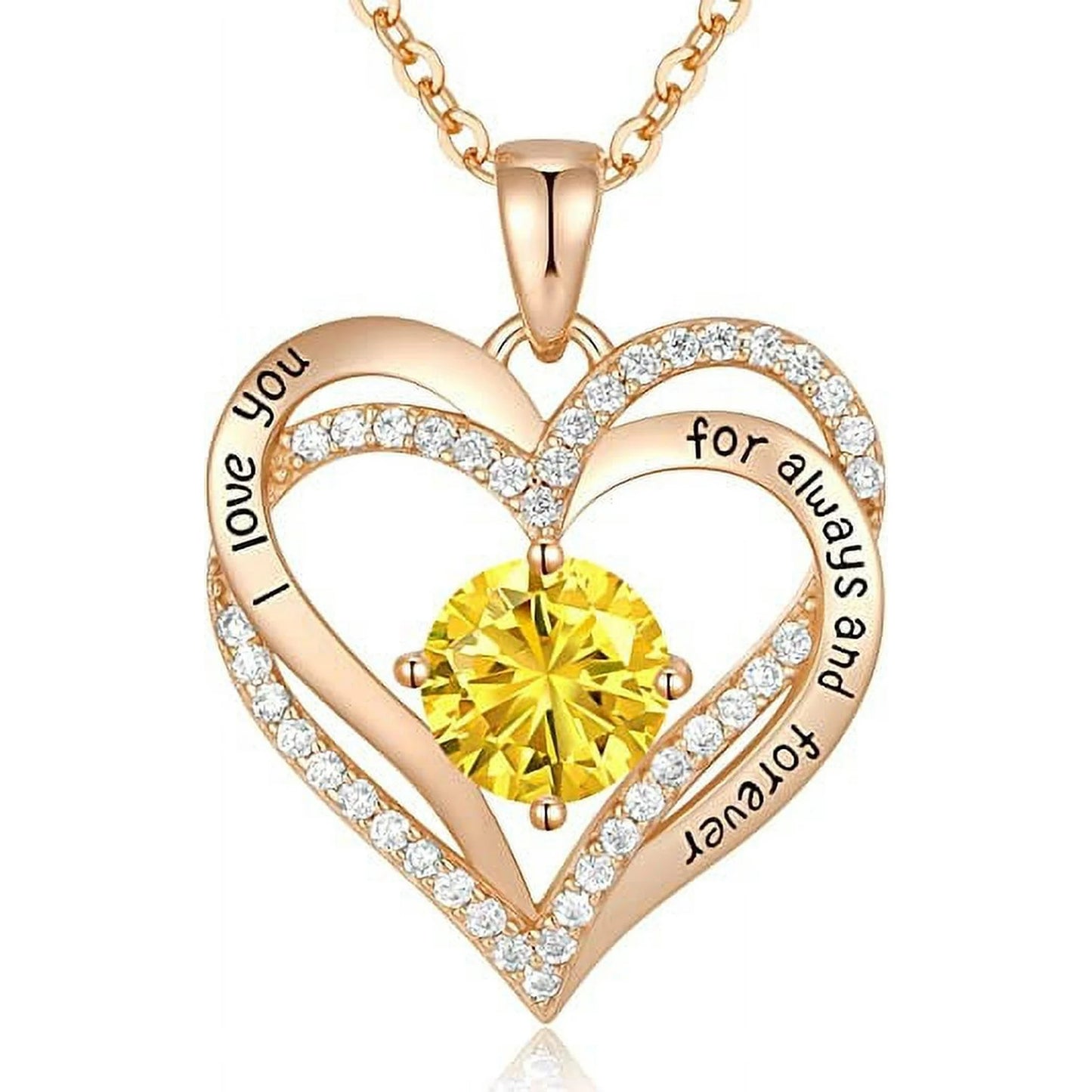 Love Pendant S925 Sterling Silver Necklaces for Women with Birthstone Zirconia, Christmas Birthday Anniversary Jewelry Gift for Women Wife Girls