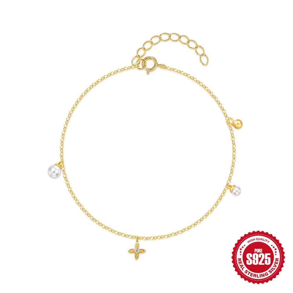 Cross Bracelet/Anklet for Women S925 Sterling Silver Adjustable Cross Faith Bracelet Anklet Religious Cross Jewelry Confirmation Gift for Women Girls