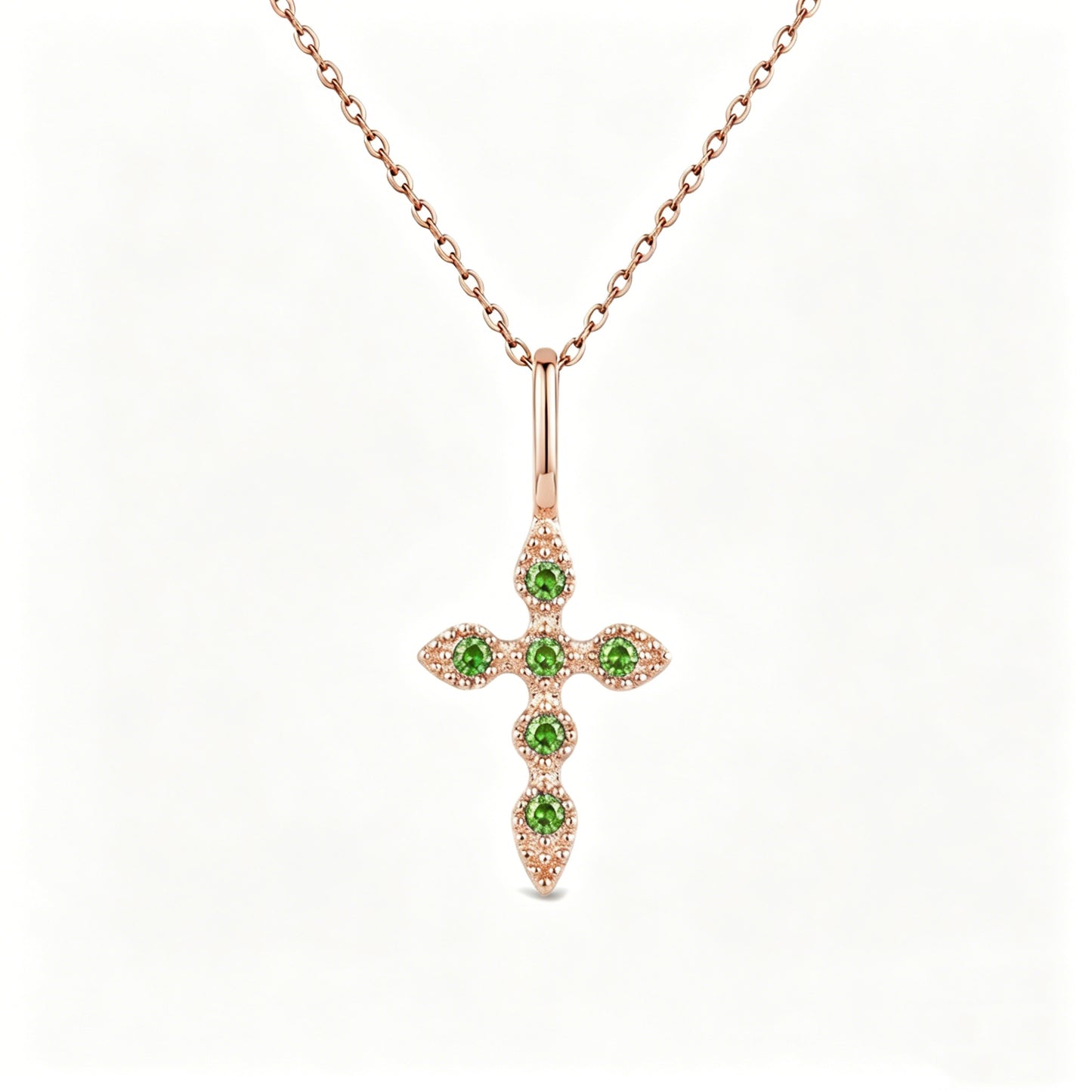 Heshpaws Birthstone Cross Necklace for Women Cubic Zirconia Pendant with Sparkle Christmas Birthday Gift for Mom Daughter Wife Choose Silver or Rose Gold