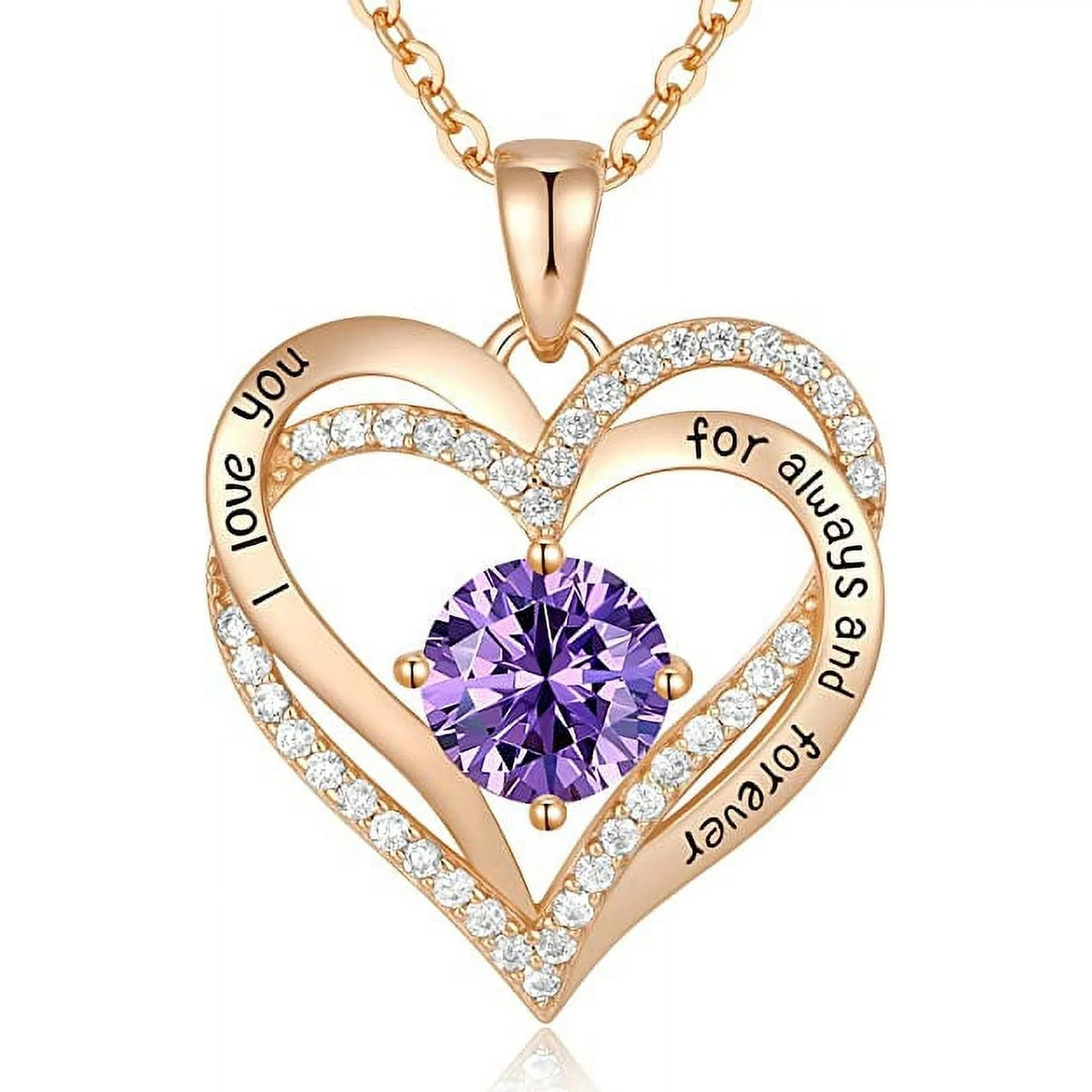 Love Pendant S925 Sterling Silver Necklaces for Women with Birthstone Zirconia, Christmas Birthday Anniversary Jewelry Gift for Women Wife Girls