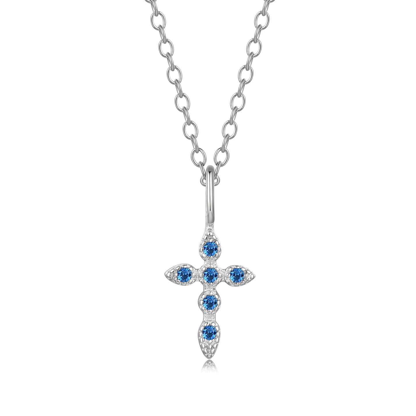 Heshpaws Birthstone Cross Necklace for Women Cubic Zirconia Pendant with Sparkle Christmas Birthday Gift for Mom Daughter Wife Choose Silver or Rose Gold