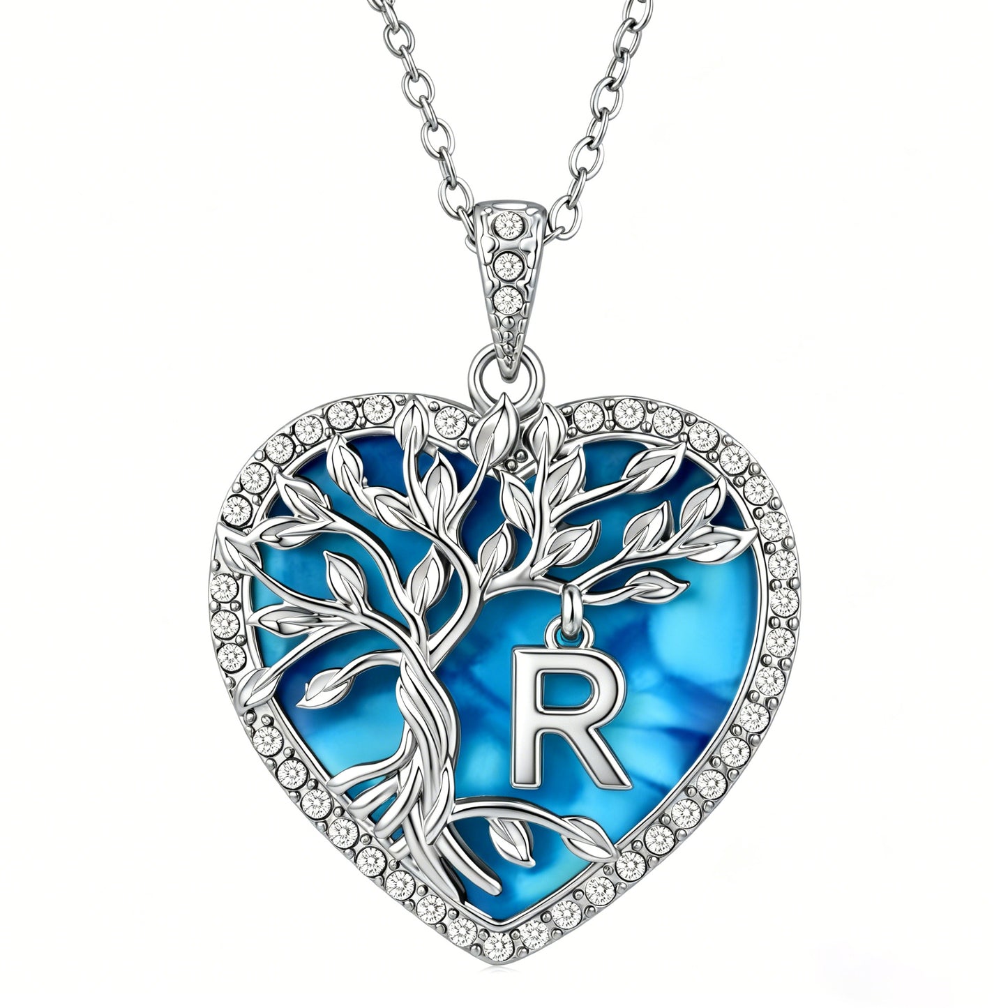 Heshpaws Tree of Life Necklace for Women ，Heart Pendant with Initial Letter , A-Z Alphabet Jewelry for Women, Birthday Anniversary Gift
