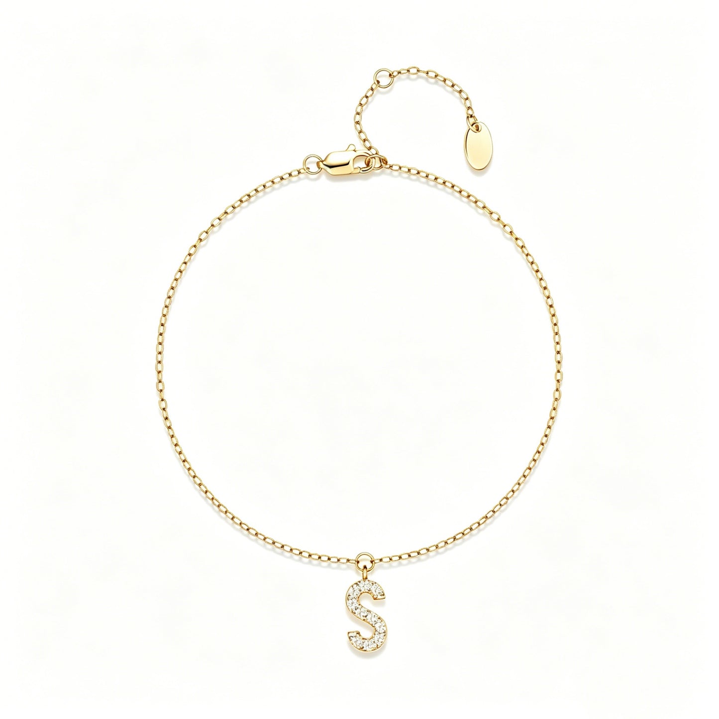 HESHPAWS S925 Sterling Silver Initial Bracelets for Women, Your surname initial bracelet