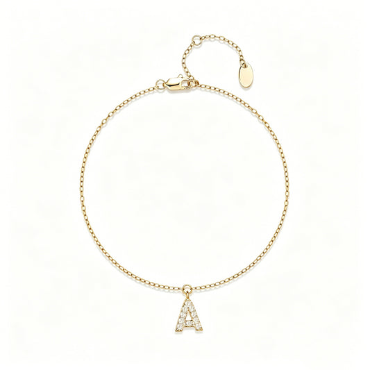 HESHPAWS S925 Sterling Silver Initial Bracelets for Women, Your surname initial bracelet