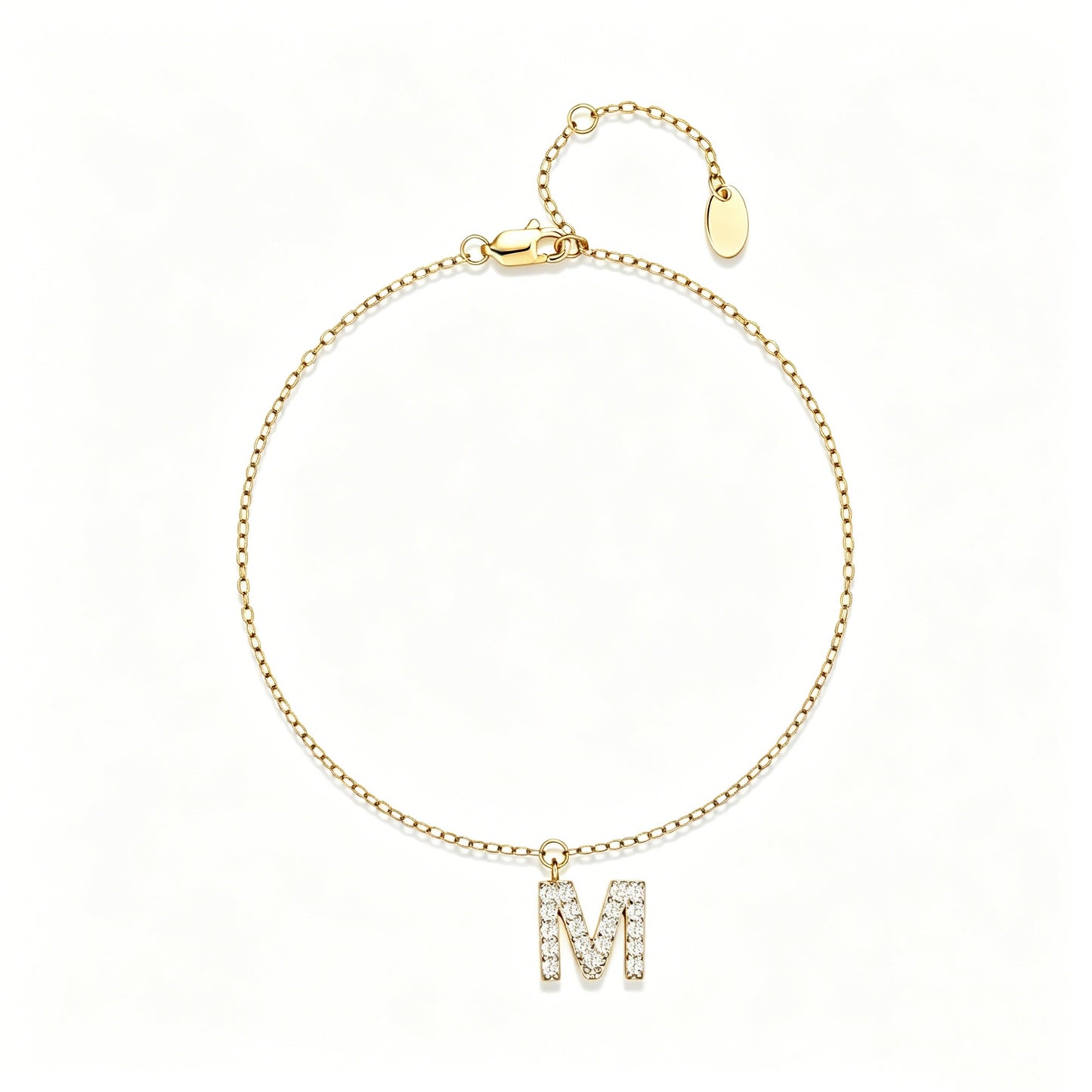 HESHPAWS S925 Sterling Silver Initial Bracelets for Women, Your surname initial bracelet