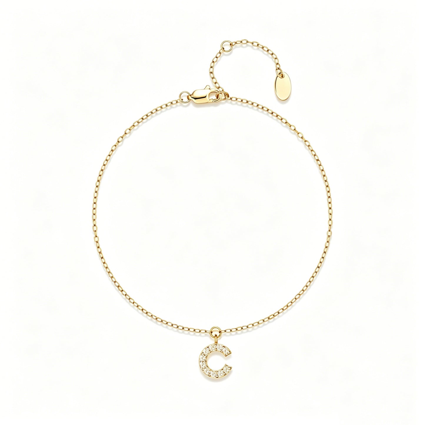 HESHPAWS S925 Sterling Silver Initial Bracelets for Women, Your surname initial bracelet