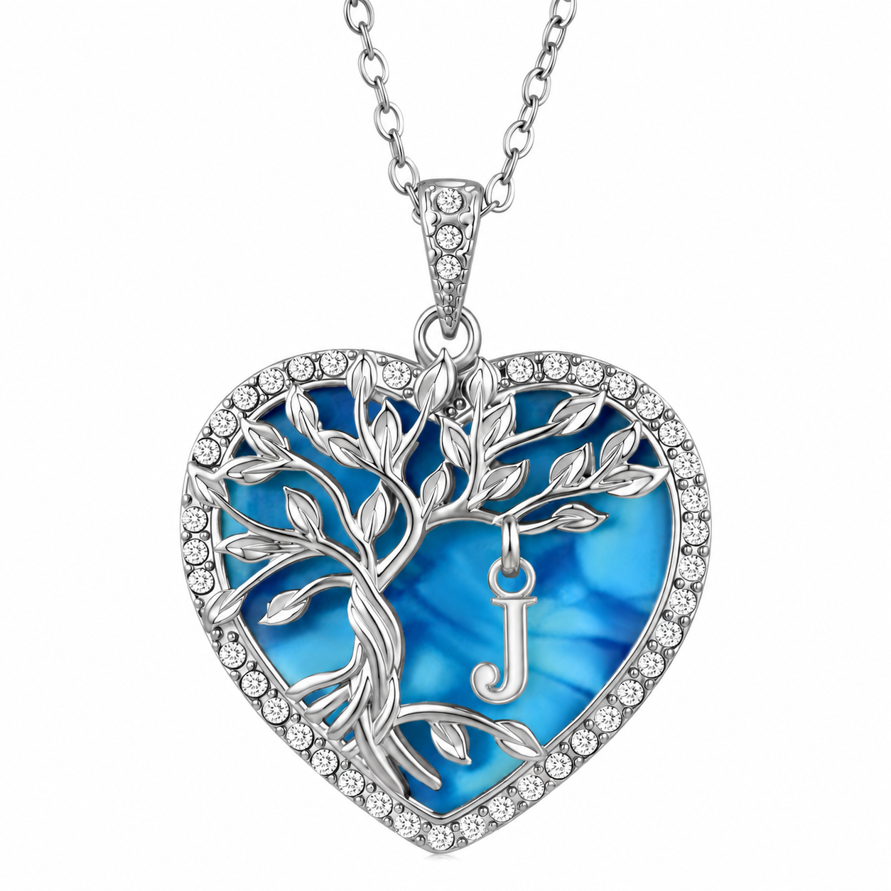 Heshpaws Tree of Life Necklace for Women ，Heart Pendant with Initial Letter , A-Z Alphabet Jewelry for Women, Birthday Anniversary Gift
