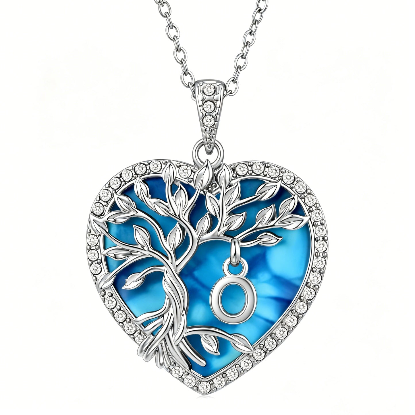 Heshpaws Tree of Life Necklace for Women ，Heart Pendant with Initial Letter , A-Z Alphabet Jewelry for Women, Birthday Anniversary Gift