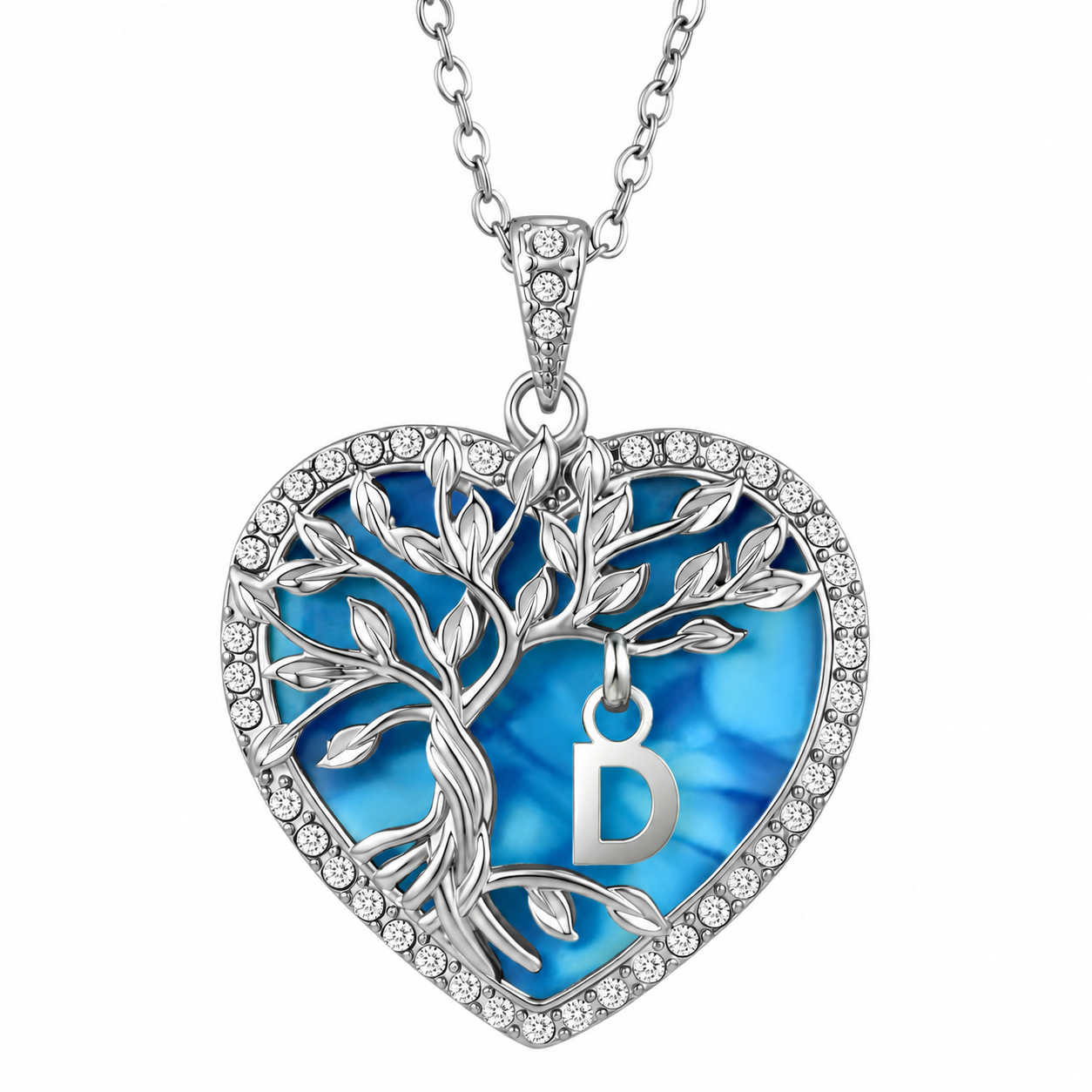Heshpaws Tree of Life Necklace for Women ，Heart Pendant with Initial Letter , A-Z Alphabet Jewelry for Women, Birthday Anniversary Gift