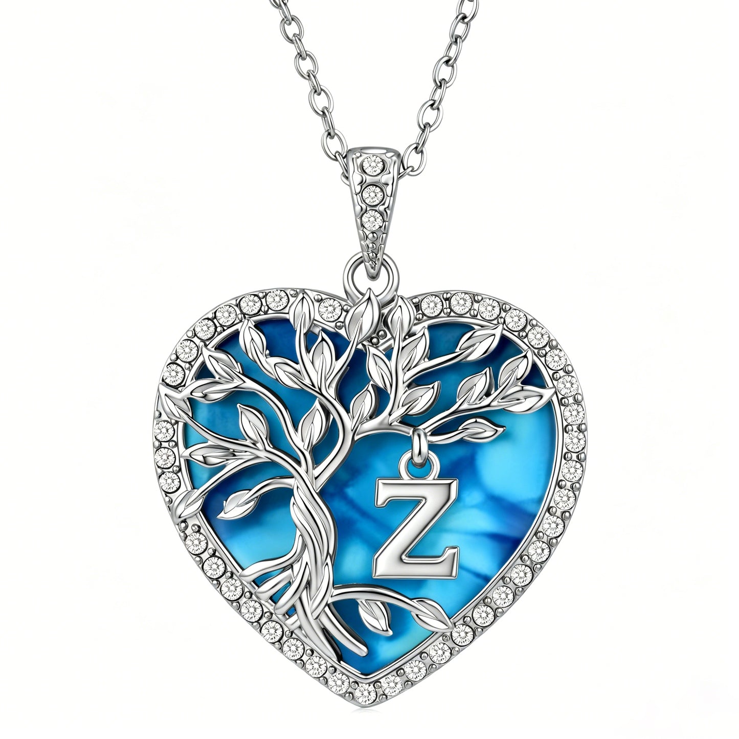 Heshpaws Tree of Life Necklace for Women ，Heart Pendant with Initial Letter , A-Z Alphabet Jewelry for Women, Birthday Anniversary Gift