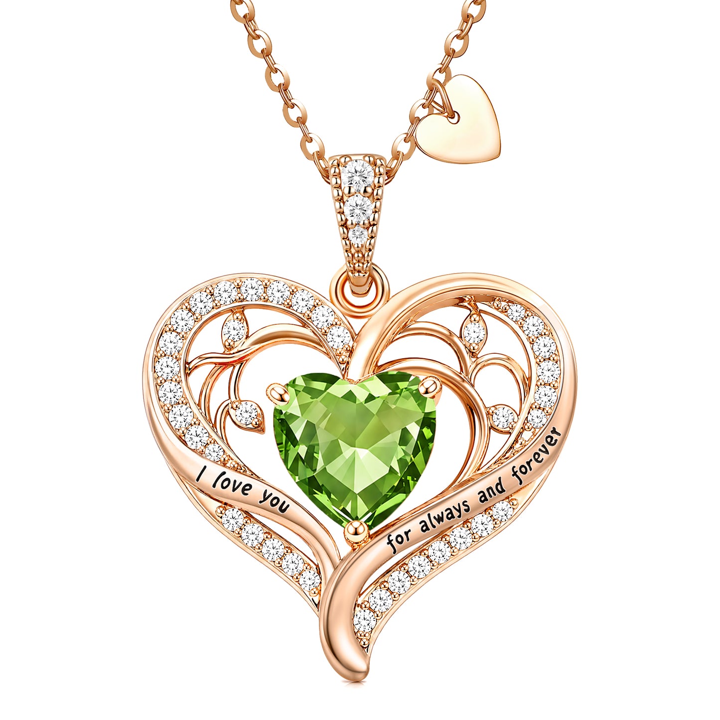 HESHPAWS Love Pendant Necklaces for Women With Birthstone Zirconia, Christmas Birthday Anniversary Jewelry Gift for Women Wife