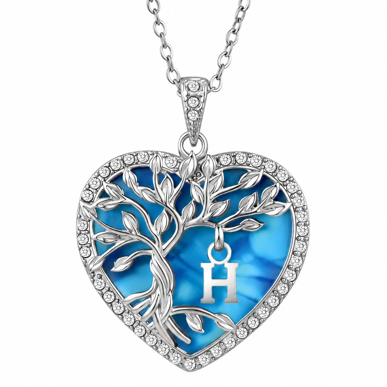 Heshpaws Tree of Life Necklace for Women ，Heart Pendant with Initial Letter , A-Z Alphabet Jewelry for Women, Birthday Anniversary Gift