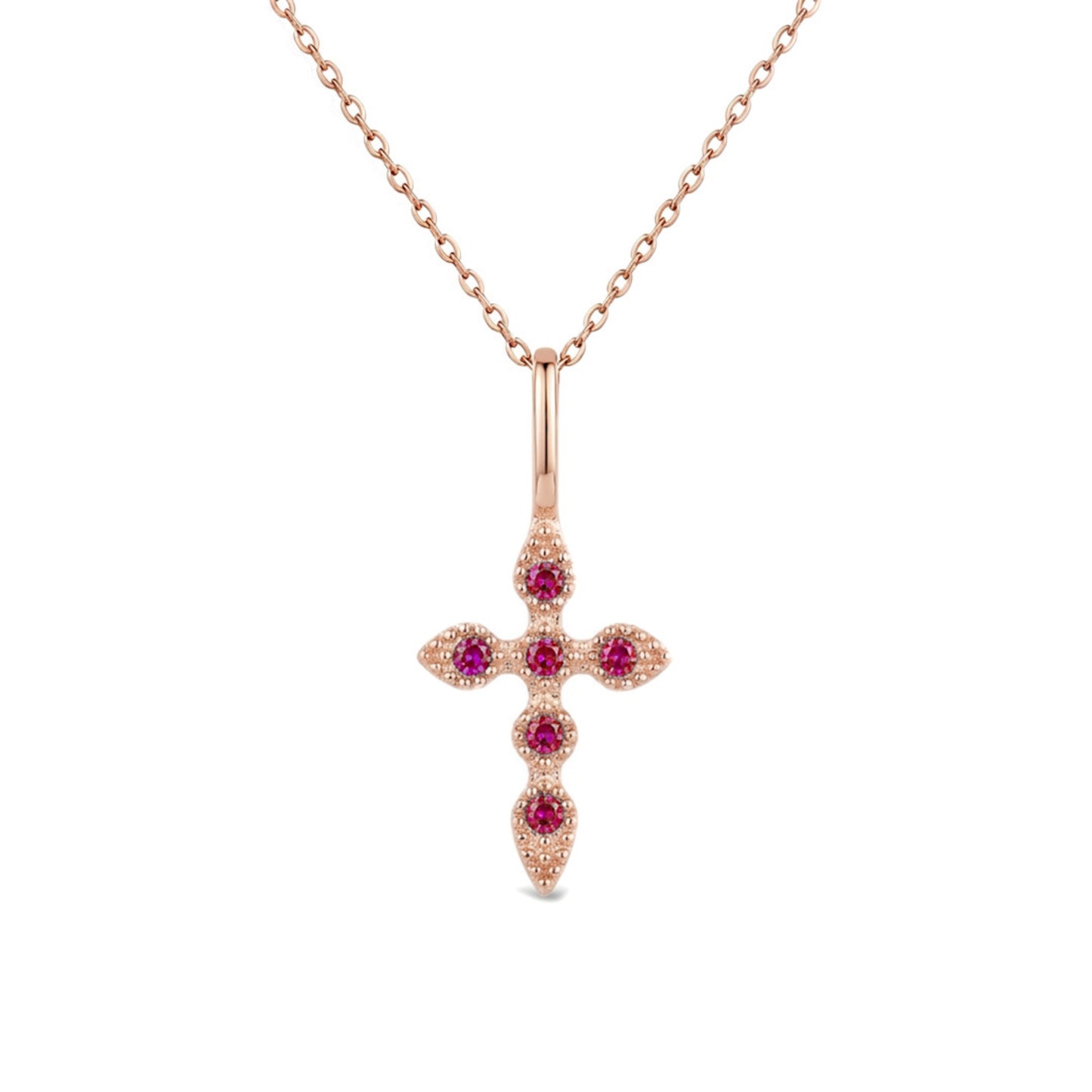 Heshpaws Birthstone Cross Necklace for Women Cubic Zirconia Pendant with Sparkle Christmas Birthday Gift for Mom Daughter Wife Choose Silver or Rose Gold