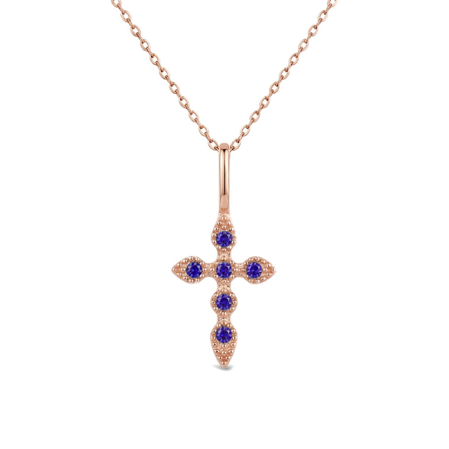 Heshpaws Birthstone Cross Necklace for Women Cubic Zirconia Pendant with Sparkle Christmas Birthday Gift for Mom Daughter Wife Choose Silver or Rose Gold