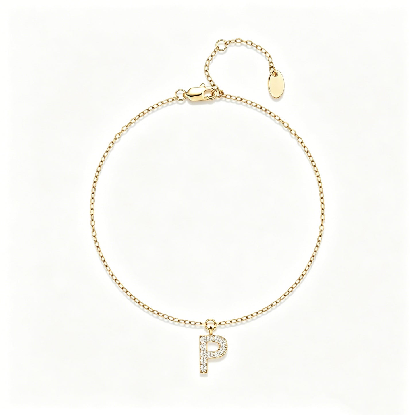 HESHPAWS S925 Sterling Silver Initial Bracelets for Women, Your surname initial bracelet