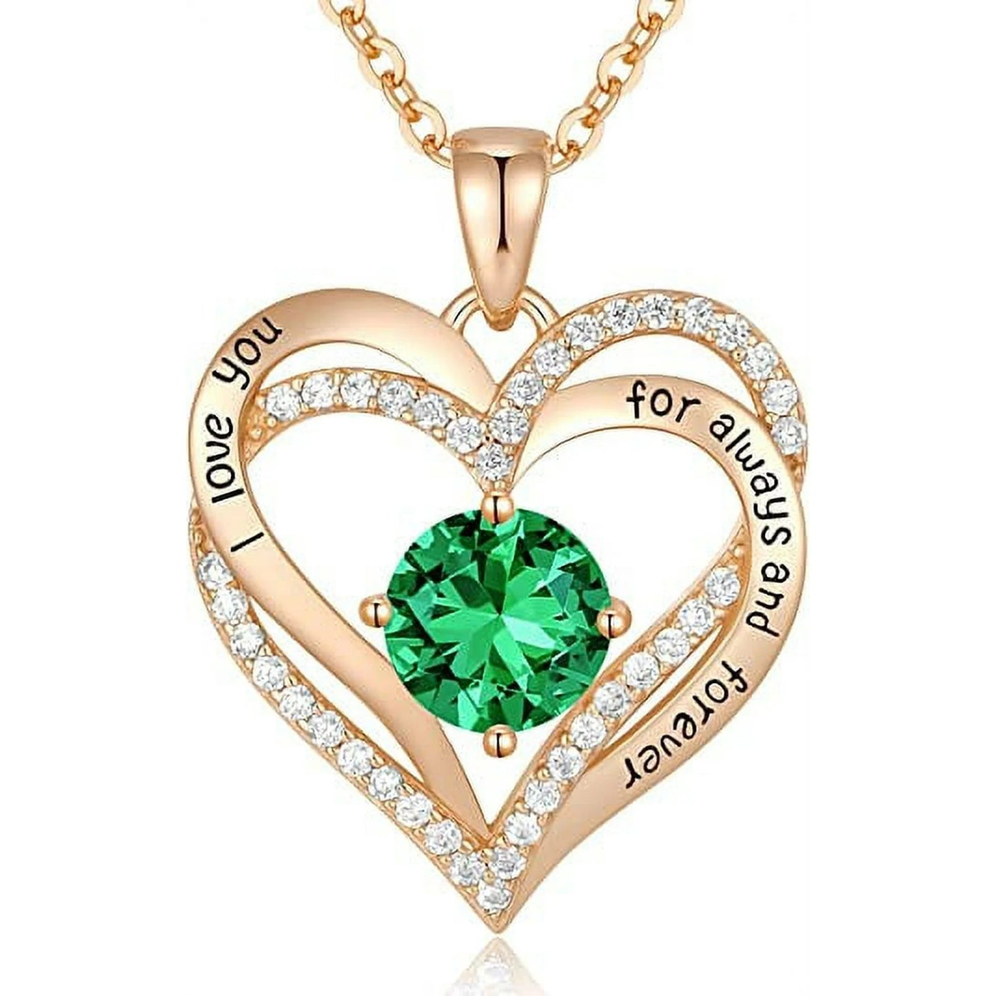 Love Pendant S925 Sterling Silver Necklaces for Women with Birthstone Zirconia, Christmas Birthday Anniversary Jewelry Gift for Women Wife Girls