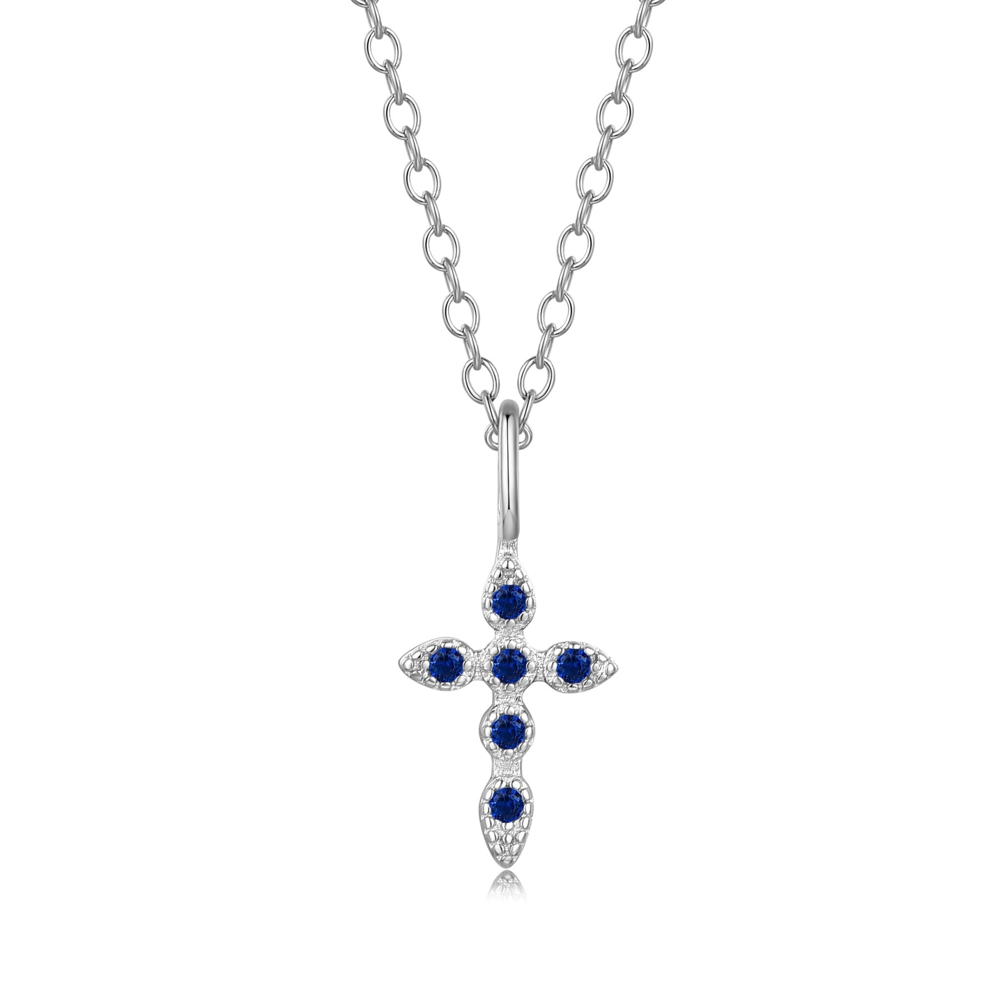 Heshpaws Birthstone Cross Necklace for Women Cubic Zirconia Pendant with Sparkle Christmas Birthday Gift for Mom Daughter Wife Choose Silver or Rose Gold