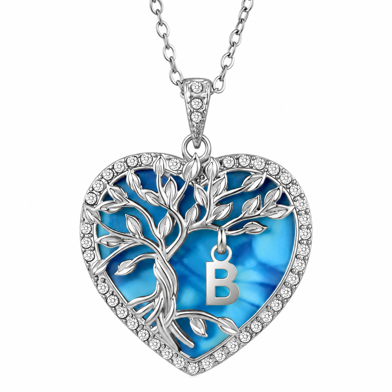 Heshpaws Tree of Life Necklace for Women ，Heart Pendant with Initial Letter , A-Z Alphabet Jewelry for Women, Birthday Anniversary Gift