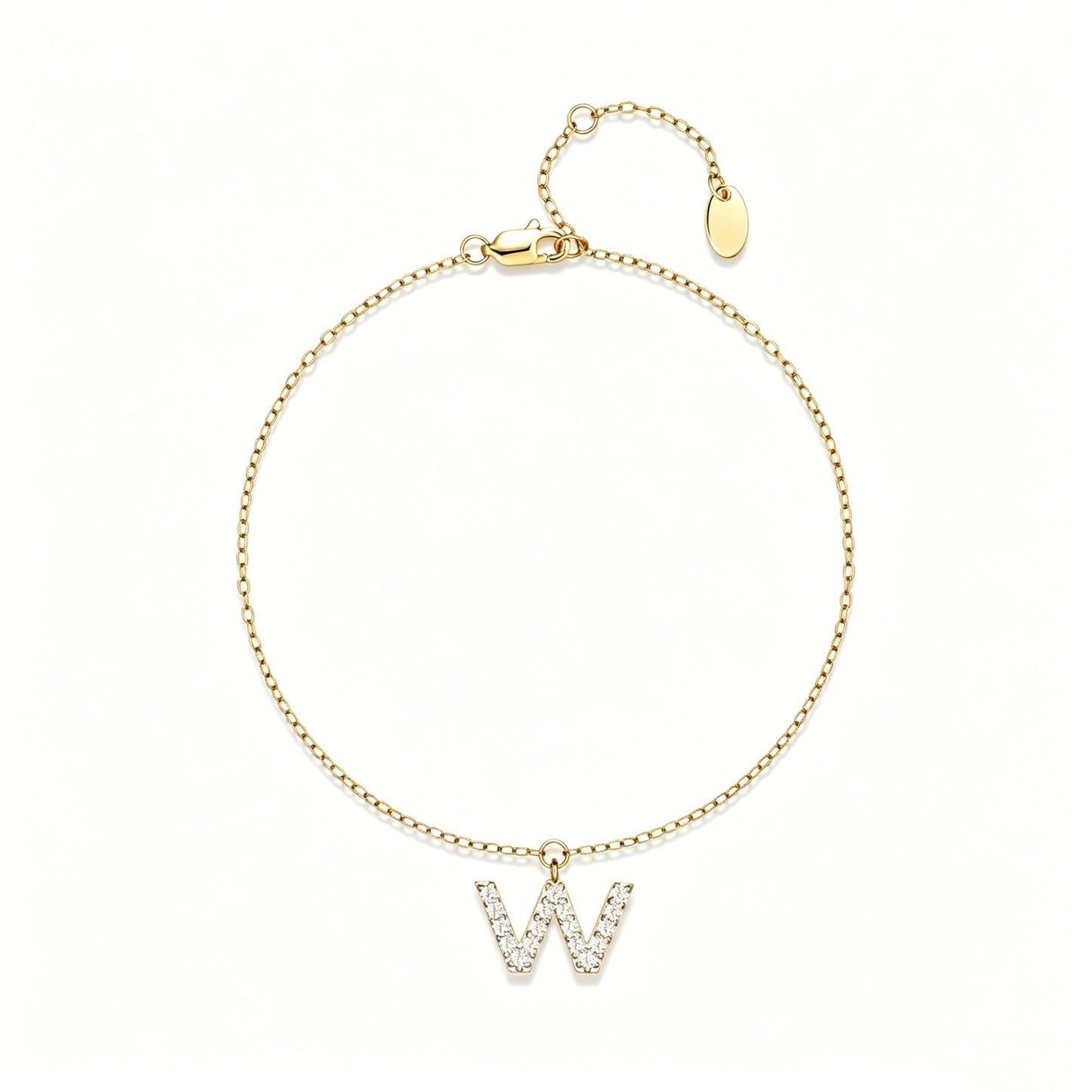 HESHPAWS S925 Sterling Silver Initial Bracelets for Women, Your surname initial bracelet