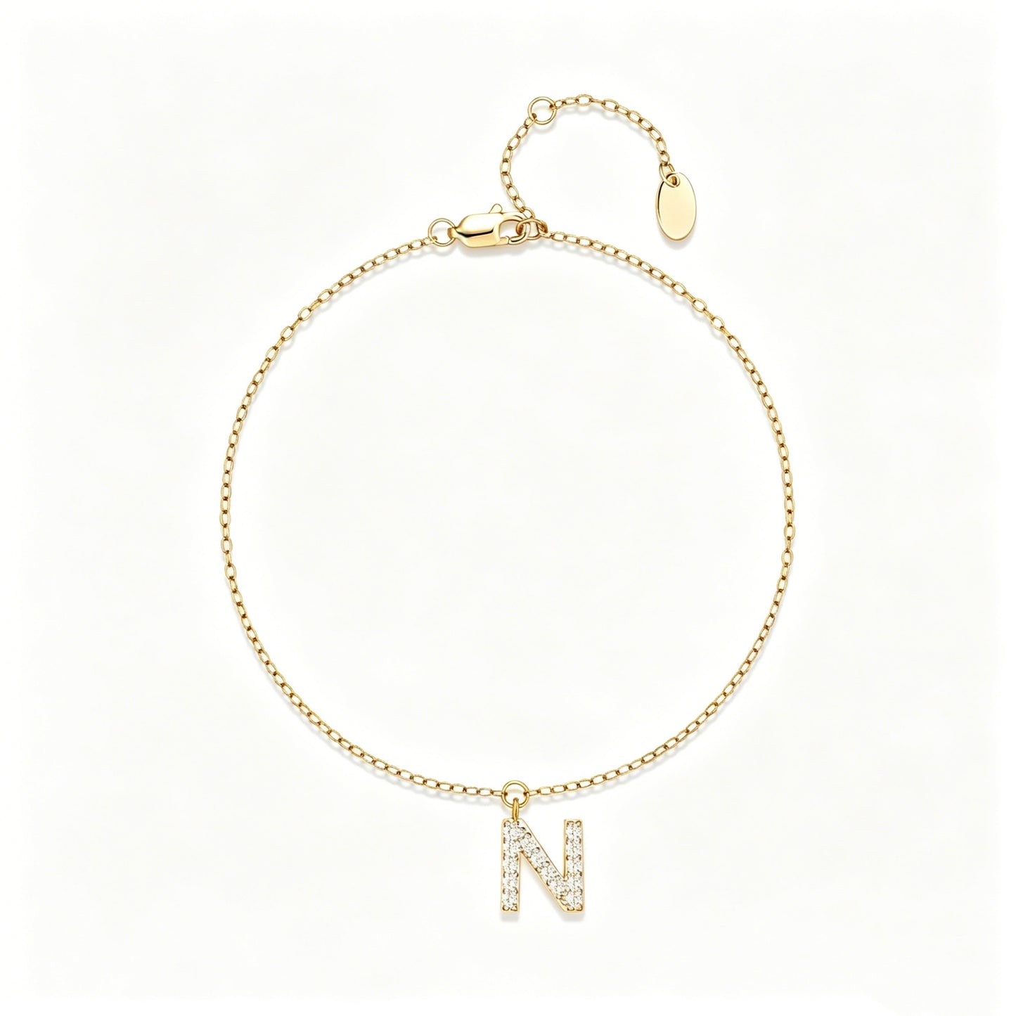 HESHPAWS S925 Sterling Silver Initial Bracelets for Women, Your surname initial bracelet