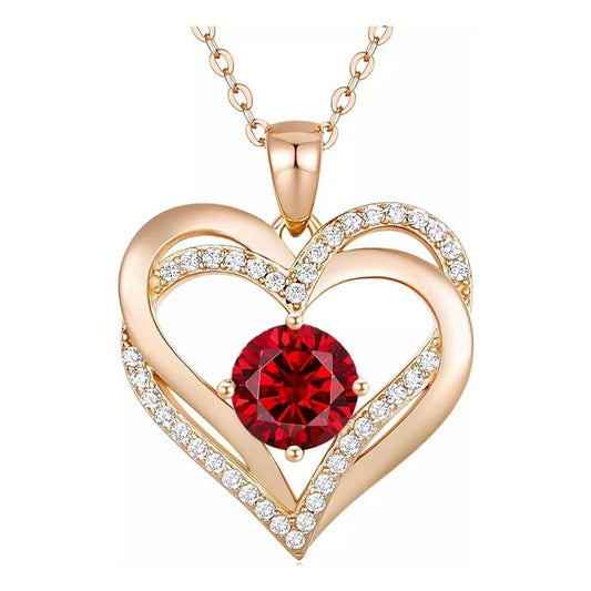 HESHPAWS Love Pendant Necklaces for Women With Birthstone Zirconia, Christmas Birthday Anniversary Jewelry Gift for Women Wife