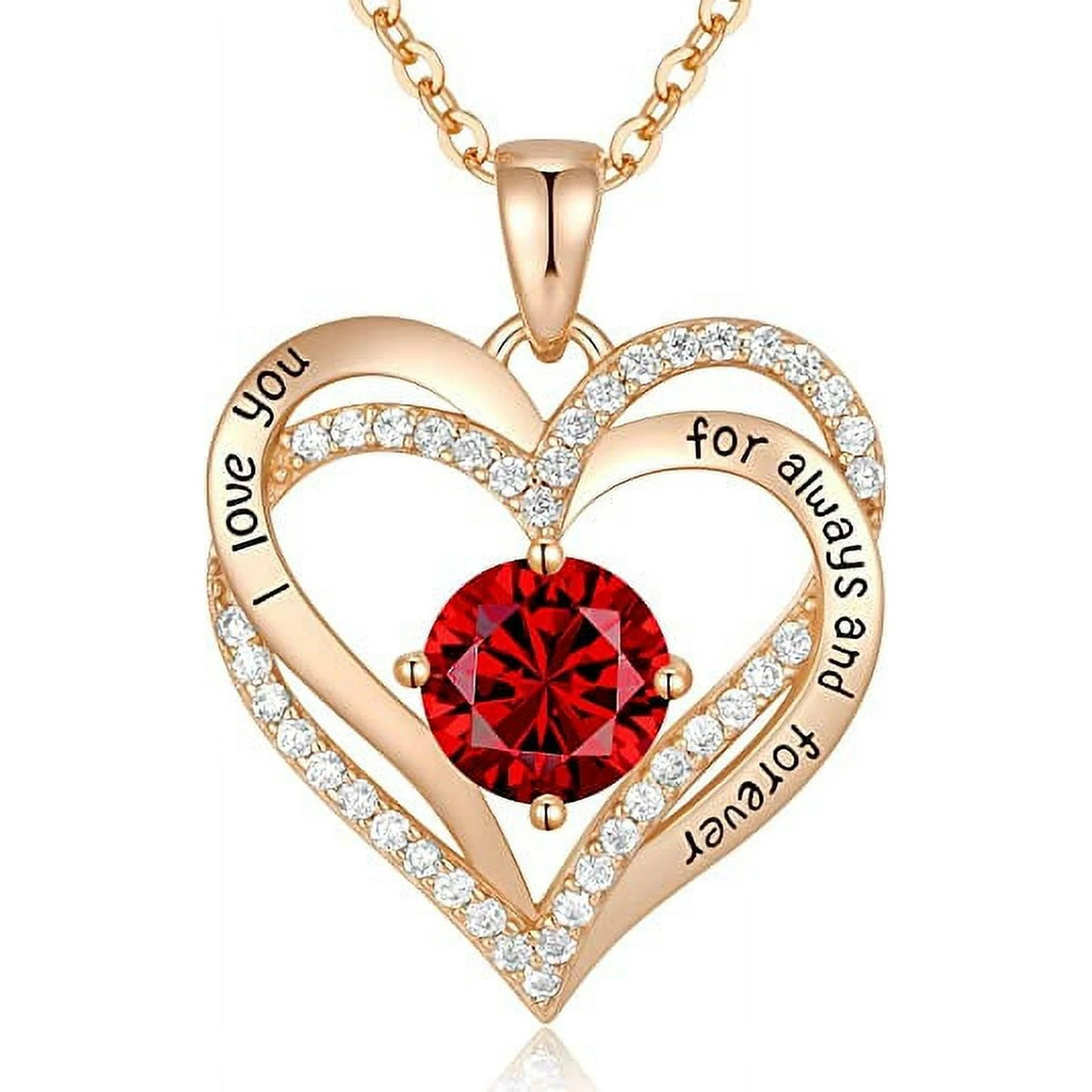 Love Pendant S925 Sterling Silver Necklaces for Women with Birthstone Zirconia, Christmas Birthday Anniversary Jewelry Gift for Women Wife Girls